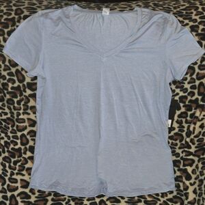 90 Degree By Reflex Light Blue V-Neck Tee